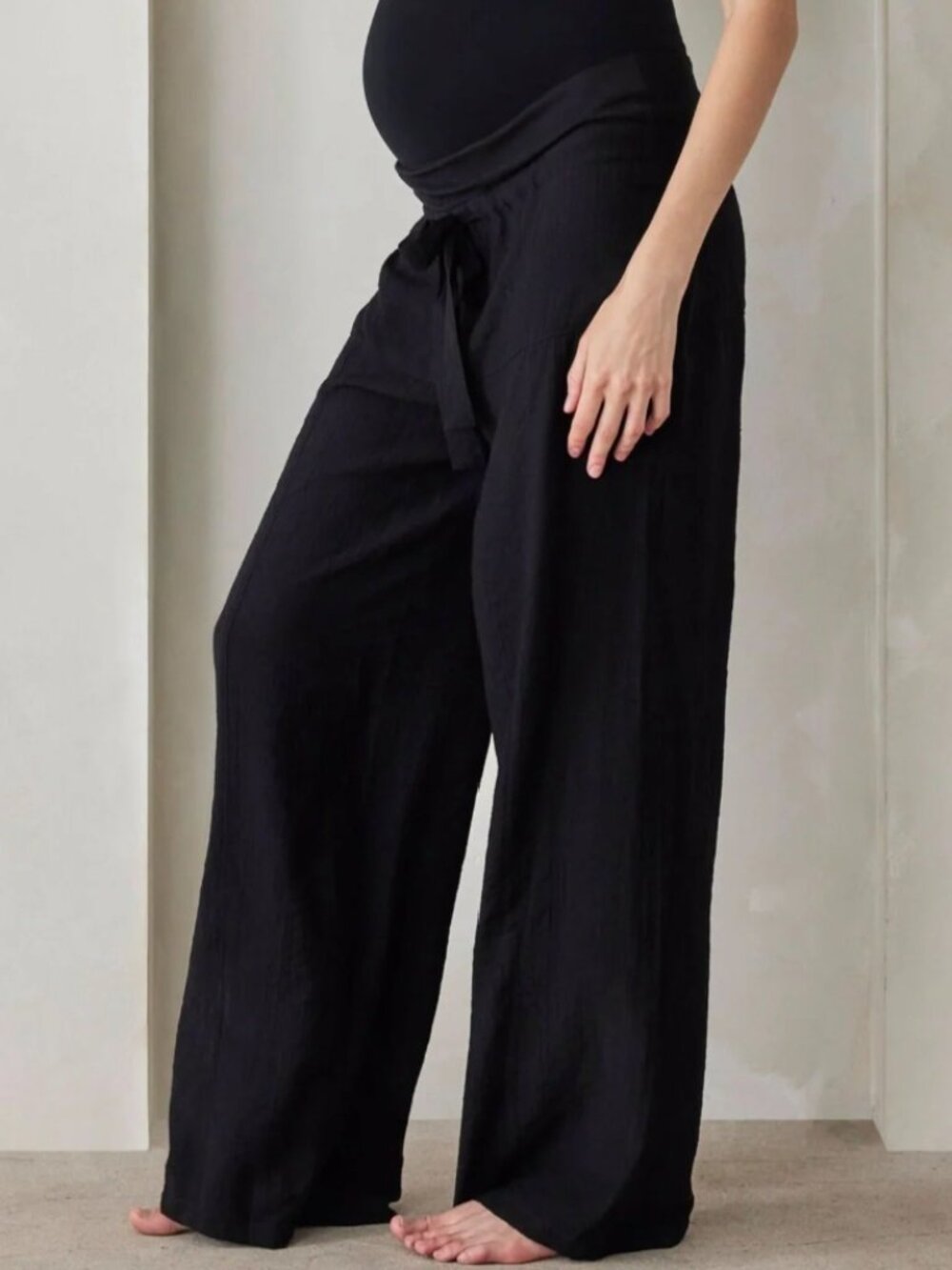 🌟 BUMPSUIT 🌟 THE REALXED DRAWSTRING POPLIN WIDE LEG PANT BLACK SZ S